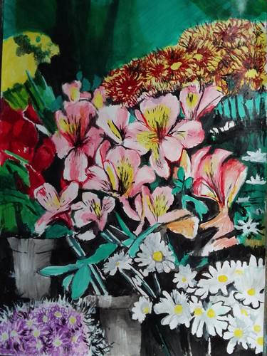 Print of Impressionism Floral Paintings by Soso Kumsiashvili