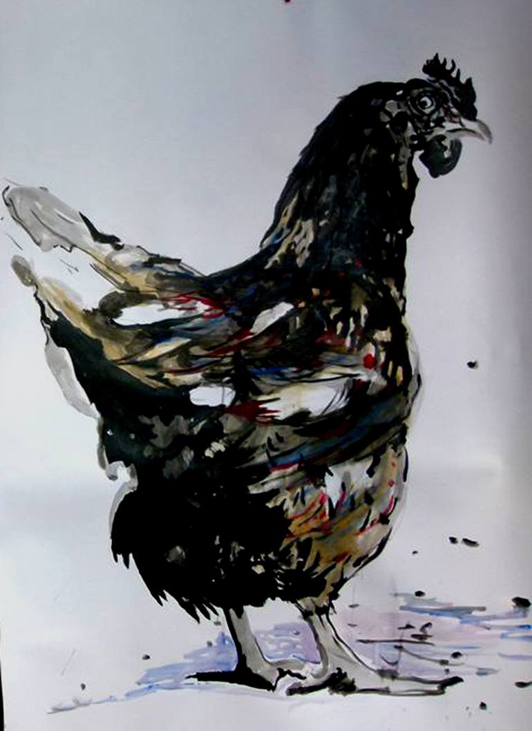 Chicken Painting by Soso Kumsiashvili | Saatchi Art