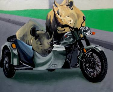 Print of Figurative Motorcycle Paintings by Soso Kumsiashvili