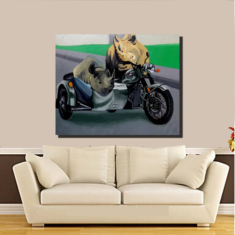 Original Figurative Motorcycle Painting by Soso Kumsiashvili