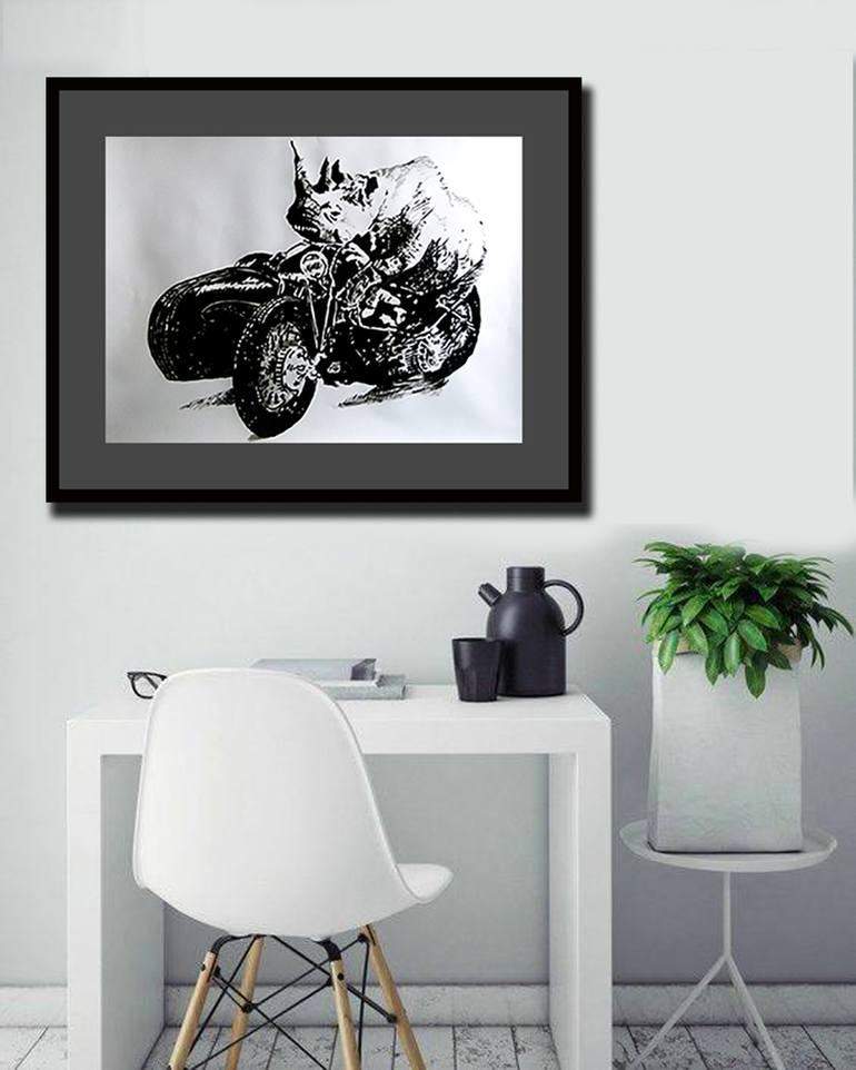 Original Motorcycle Painting by Soso Kumsiashvili