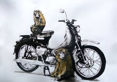 Print of Conceptual Motorbike Paintings by Soso Kumsiashvili