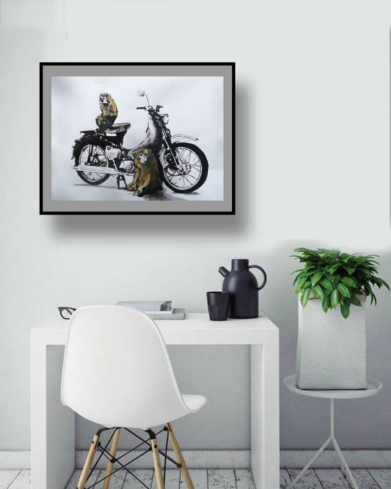 Original Conceptual Motorbike Painting by Soso Kumsiashvili