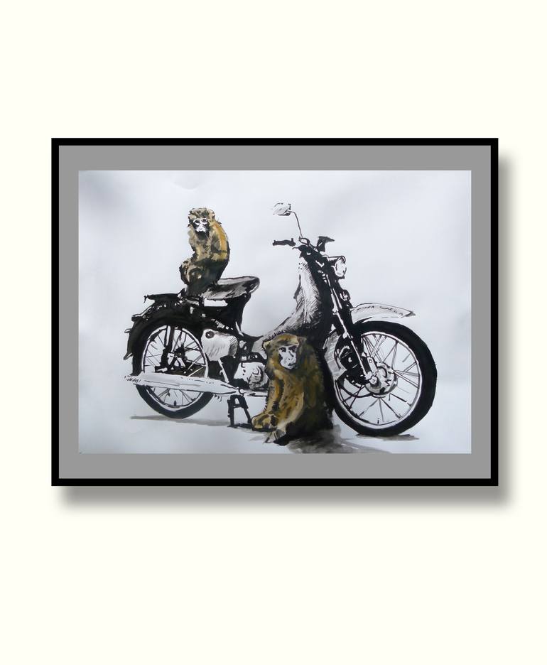Original Motorbike Painting by Soso Kumsiashvili