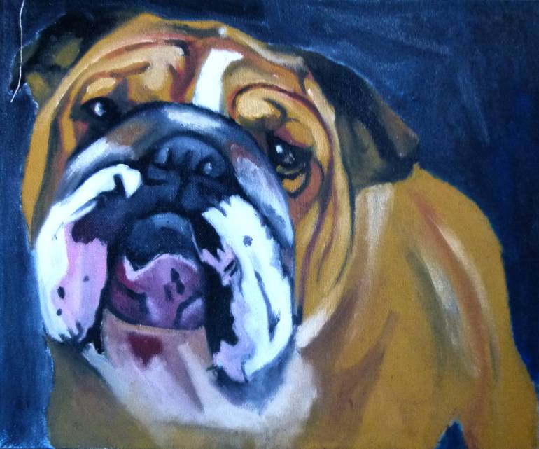 bulldog Painting by Soso Kumsiashvili | Saatchi Art