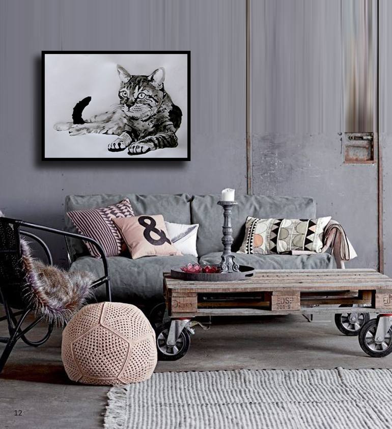 Original Minimalism Animal Painting by Soso Kumsiashvili