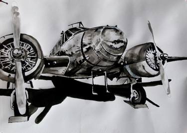 Original Fine Art Aeroplane Paintings by Soso Kumsiashvili
