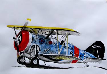 Print of Aeroplane Paintings by Soso Kumsiashvili