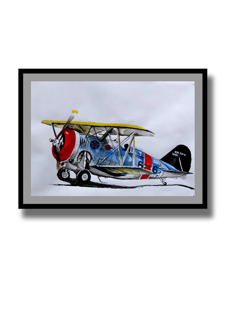 Original Aeroplane Painting by Soso Kumsiashvili
