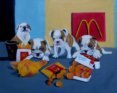 Print of Dogs Paintings by Soso Kumsiashvili