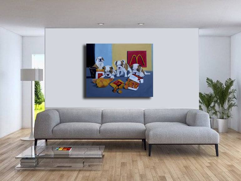 Original Dogs Painting by Soso Kumsiashvili