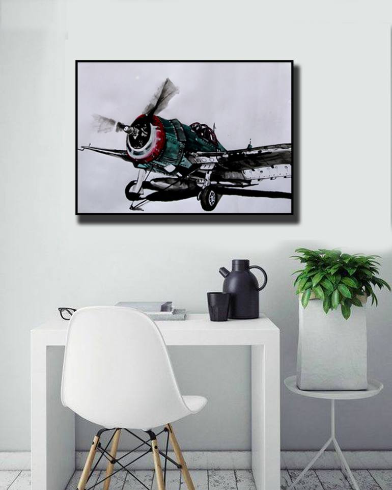 Original Aeroplane Painting by Soso Kumsiashvili