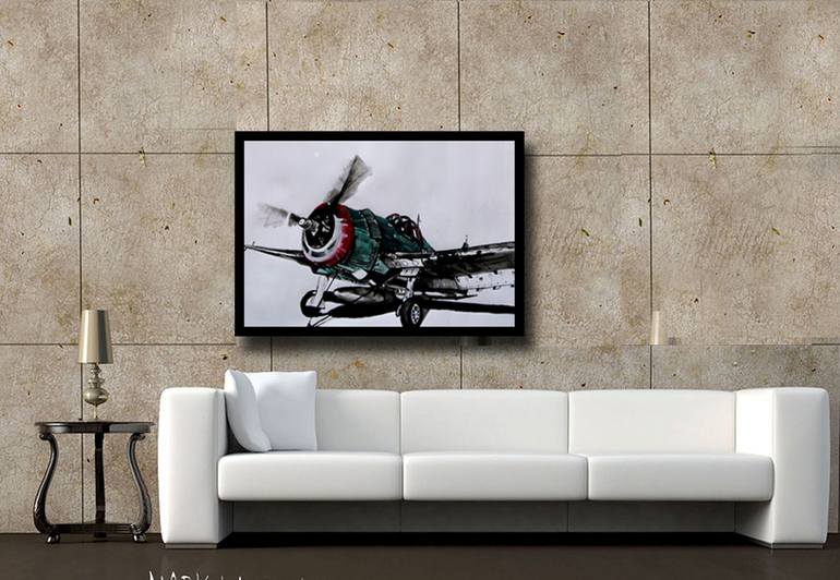 Original Fine Art Aeroplane Painting by Soso Kumsiashvili