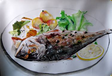 Original Fine Art Fish Paintings by Soso Kumsiashvili