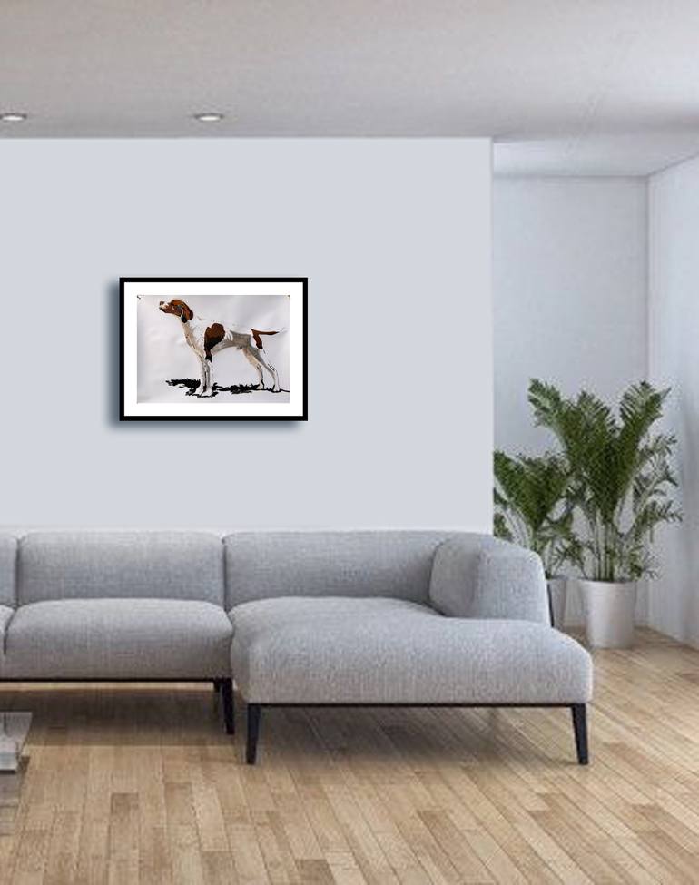 Original Minimalism Dogs Painting by Soso Kumsiashvili