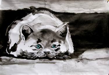 Original Fine Art Cats Paintings by Soso Kumsiashvili