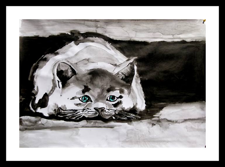 Original Cats Painting by Soso Kumsiashvili