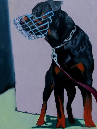 Original Fine Art Dogs Paintings by Soso Kumsiashvili