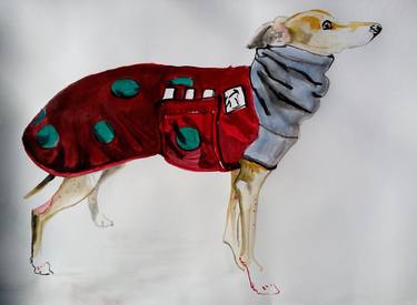 Print of Dogs Paintings by Soso Kumsiashvili