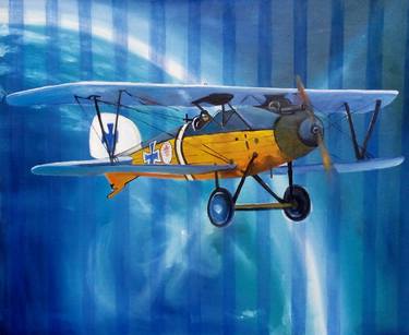 Print of Airplane Paintings by Soso Kumsiashvili