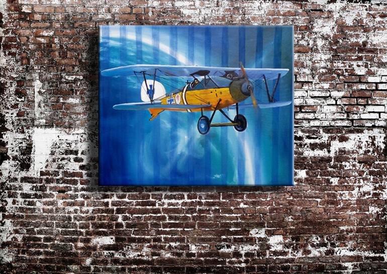 Original Abstract Airplane Painting by Soso Kumsiashvili