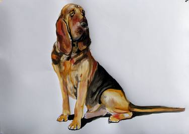 Original Fine Art Dogs Paintings by Soso Kumsiashvili