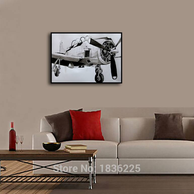 Original Fine Art Aeroplane Painting by Soso Kumsiashvili