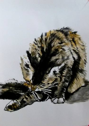 Original Expressionism Cats Paintings by Soso Kumsiashvili