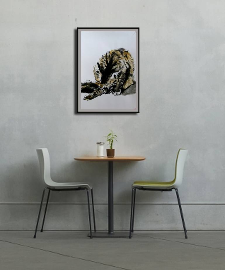 Original Cats Painting by Soso Kumsiashvili