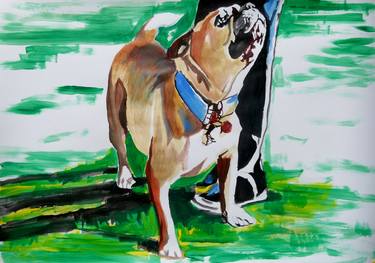 Original Expressionism Dogs Paintings by Soso Kumsiashvili