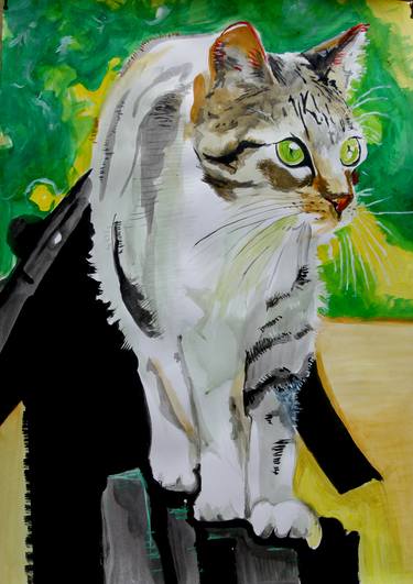 Print of Expressionism Cats Paintings by Soso Kumsiashvili
