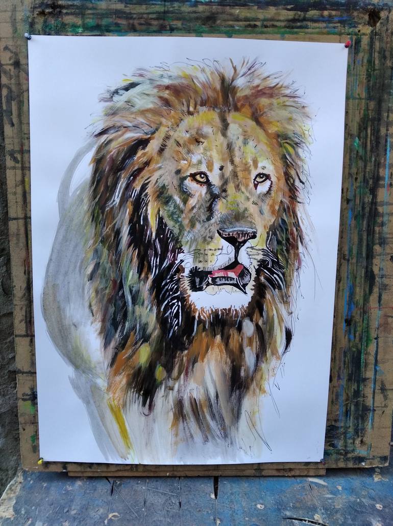 Original Fine Art Animal Painting by Soso Kumsiashvili