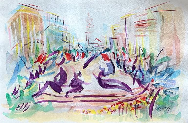 Original Contemporary Cities Drawing by Taya  Naumovich