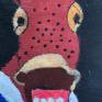 In this detail you see the effect of th corrugated cardboard stuck on canvas