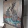 I created this painting of two hares using acrylic paint and natural textures, including lichen, tree bark fibres and hessian.
I tried to capture the strong, spirited character of the hare.
It is painted on deep profile canvas, with the sides painted a dark grey to match the painting. It is varnished and ready to hang.