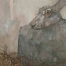 I created this painting of two hares using acrylic paint and natural textures, including lichen, tree bark fibres and hessian.
I tried to capture the strong, spirited character of the hare.
It is painted on deep profile canvas, with the sides painted a dark grey to match the painting. It is varnished and ready to hang.