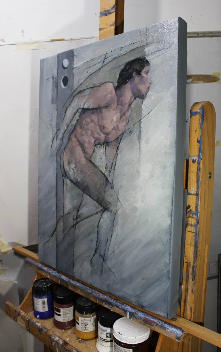 Original Abstract Men Painting by Stephen Mitchell