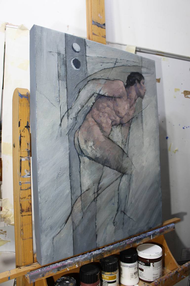 Original Abstract Men Painting by Stephen Mitchell