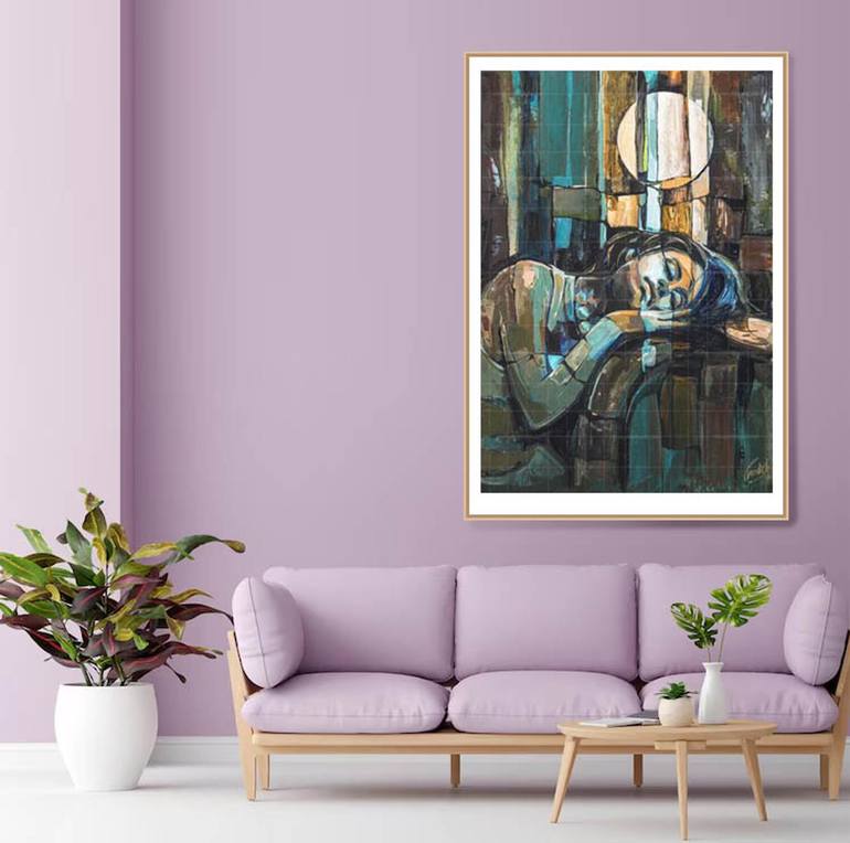 Original Abstract Expressionism Women Painting by Artist Gurdish Pannu