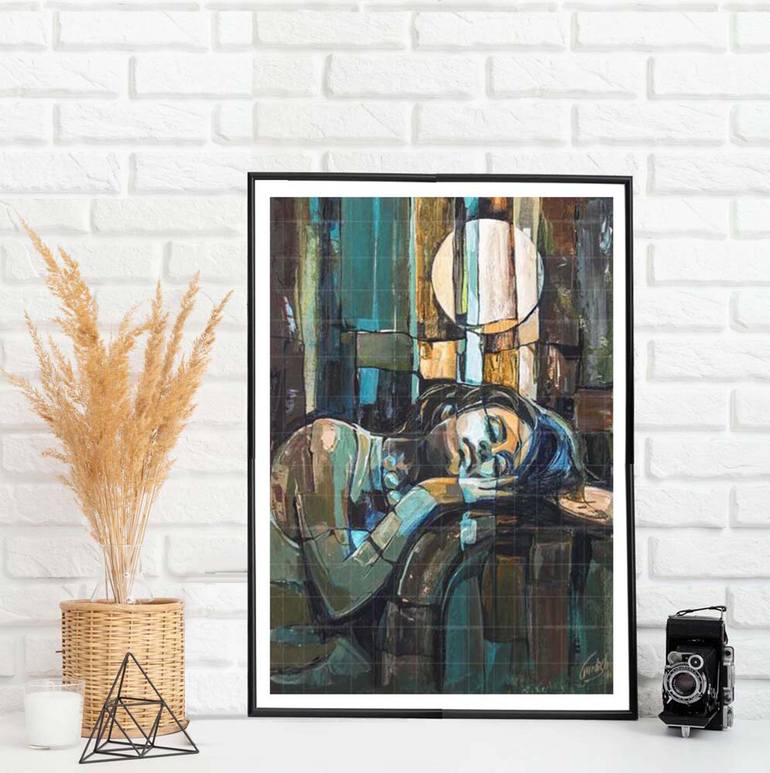 Original Abstract Expressionism Women Painting by Artist Gurdish Pannu