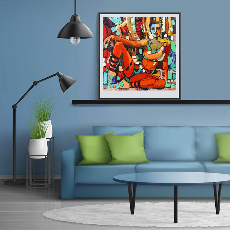 Original Abstract Women Painting by Artist Gurdish Pannu