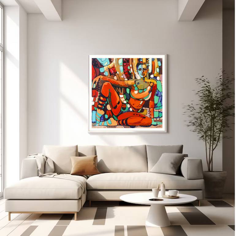 Original Abstract Women Painting by Artist Gurdish Pannu