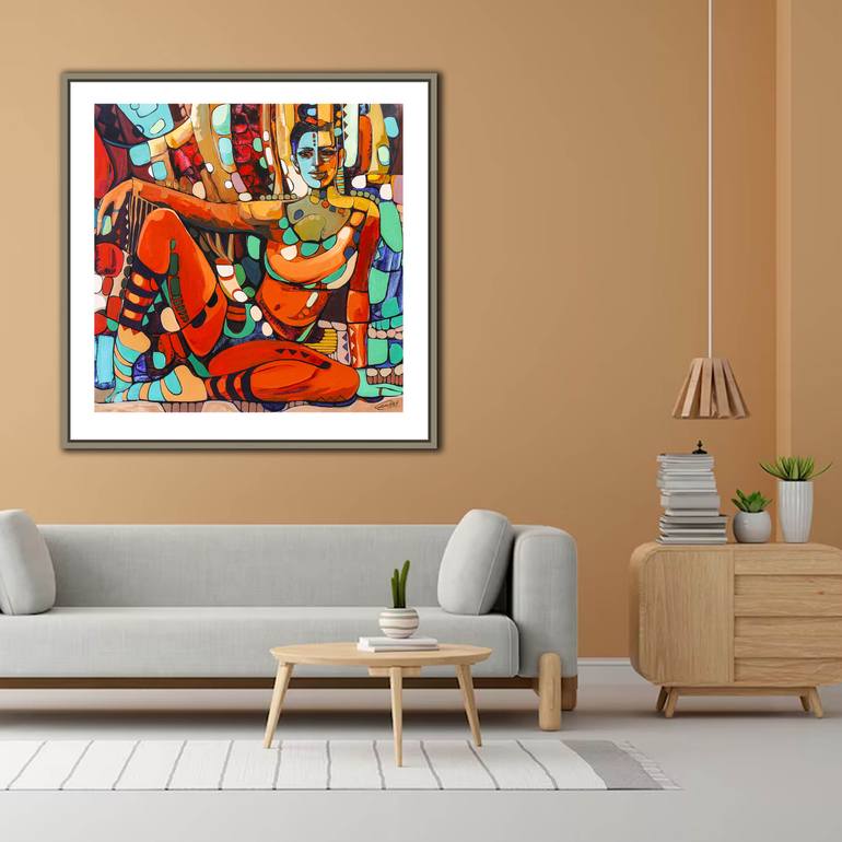 Original Abstract Women Painting by Artist Gurdish Pannu