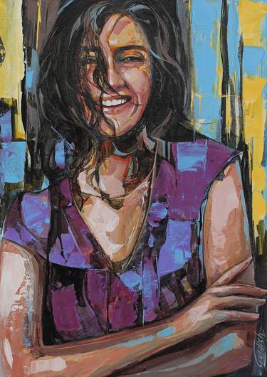 Woman painting-The smile thumb