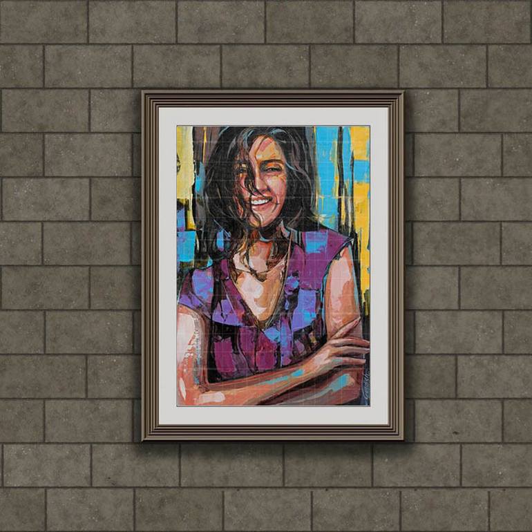 Original Abstract Expressionism Women Painting by Artist Gurdish Pannu