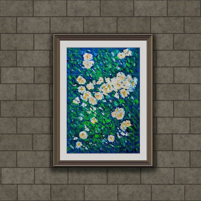 Original Abstract Floral Painting by Artist Gurdish Pannu