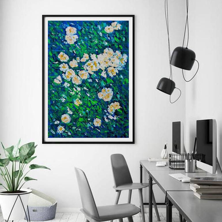 Original Abstract Floral Painting by Artist Gurdish Pannu