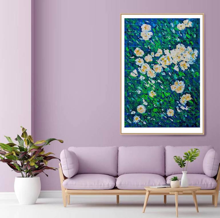 Original Abstract Floral Painting by Artist Gurdish Pannu