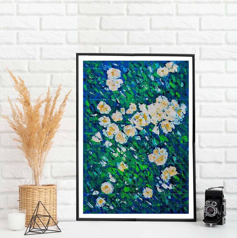 Original Abstract Floral Painting by Artist Gurdish Pannu