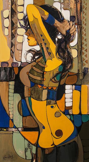 Original Abstract Expressionism Women Paintings by Artist Gurdish Pannu